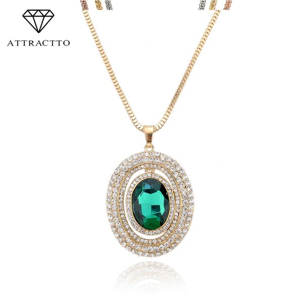 

attractto fashion long necklace pendant gold necklace for women jewelry luxury rhinestone statement necklace sne140364, Silver