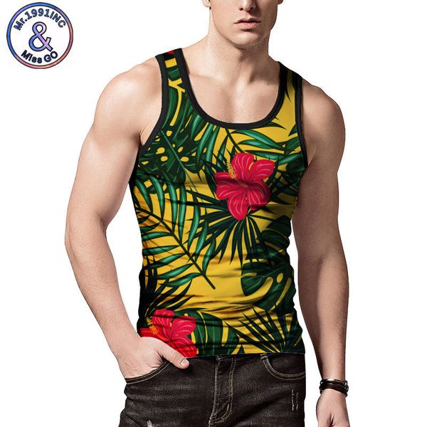 

мужская пляжная тонкая майка с круглым вырезом с цветочным принтом летние майки с рукавами для фитнеса, White;black