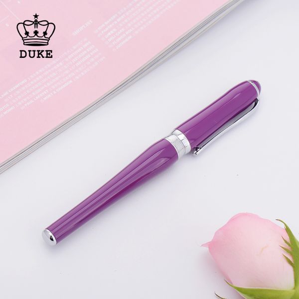 

elegant 0.38mm extra fine hooded nib fountain pen duke silver clip metal ladies ink pen finance pens with an original gift box