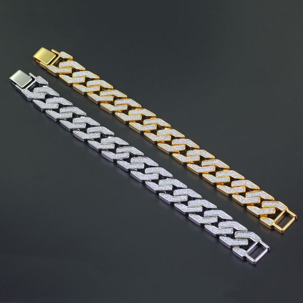 

2 colors hip hop link men bracelet bangle bling bling alloy men's rap rock bracelets, Black