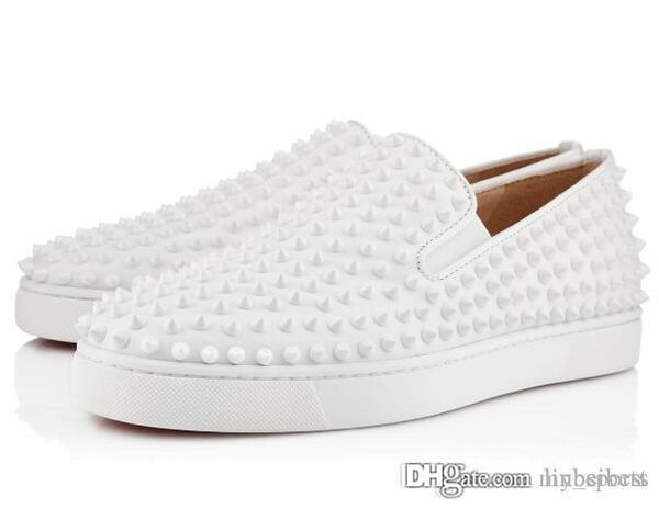 

2019 france prefer brand shoes luxury men red bottom sneakers men genuine low shoes full white leather pik roller-boat / high / low, Black