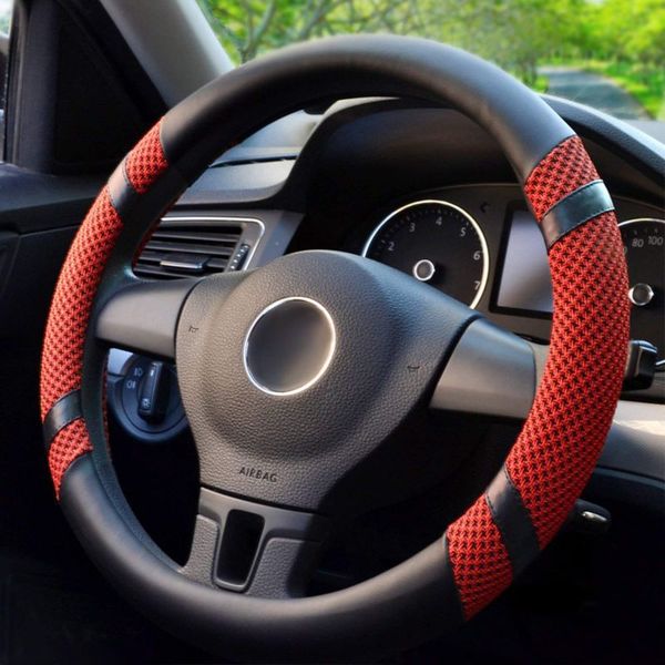 

1pcs universal car steering wheel cover smooth breathable microfiber leather warm in winter and cool in summer car accessories