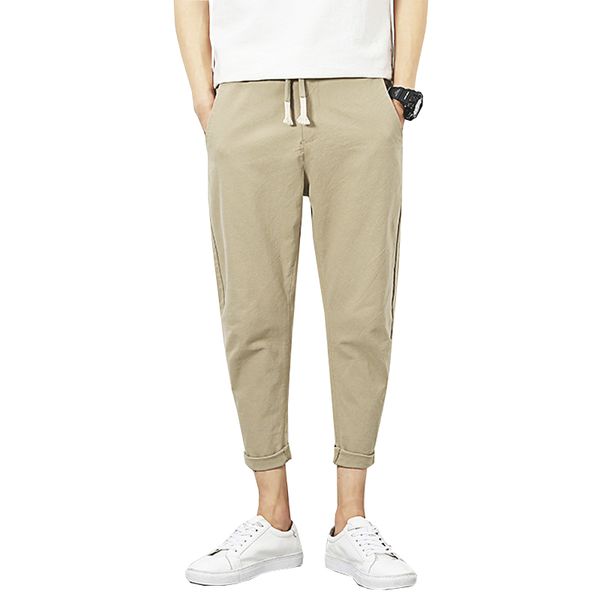 

2017 мужчин белье лодыжки длины брюки удобные случайные прямые брюки мужчины 4 цвета m-5xl ayg235, Black