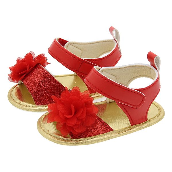 

rubber sheet soft bottom red flower baby sandals summer kids first walker toddler shoes sk617