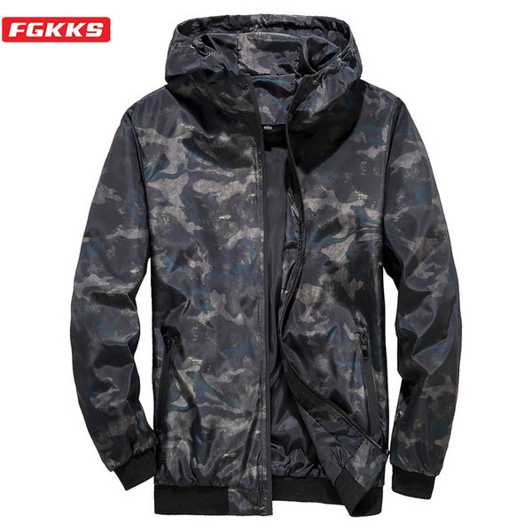 

fgkks male hip hop camouflage jackets summer men streetwear fashion jacket coat men's comfortable wild jackets, Black;brown