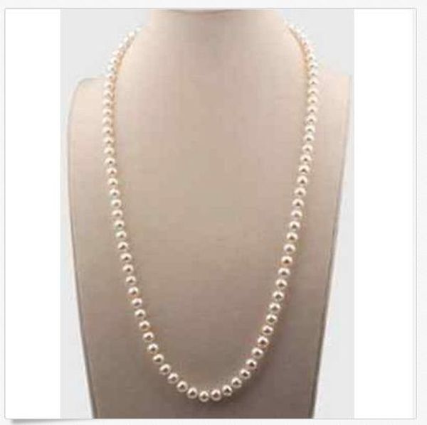 

classic 30inch 7-8mm south sea round white pearl necklace 14k gold clasp, Silver