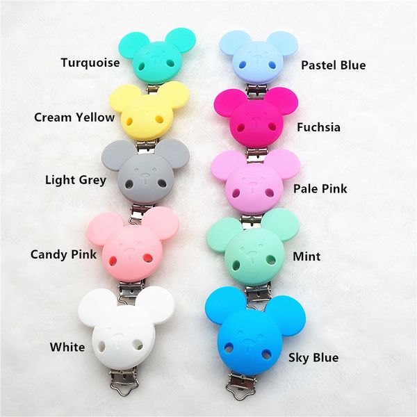 

chenkai 50pcs bpa silicone teether clips pacifier diy baby mouse animal nursing jewelry toy dummy chain holder clips
