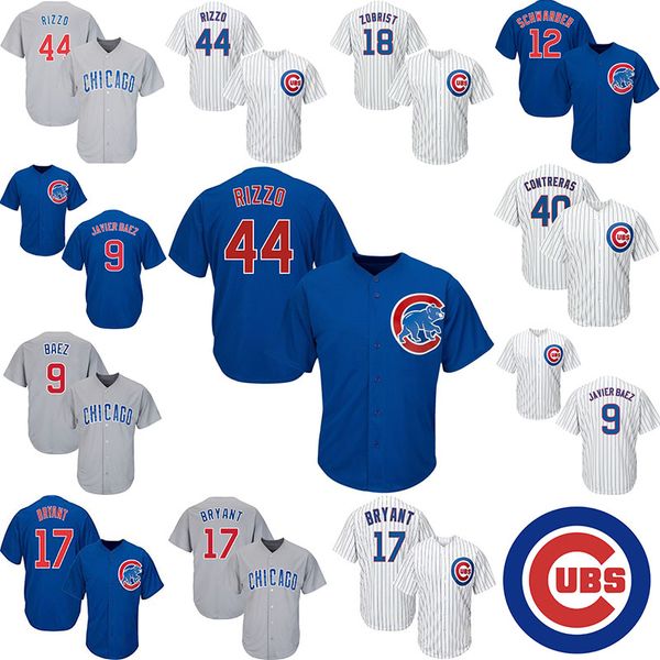 

44 Rizzo Chicago Jerseys Cubs 17 Bryant 9 Baez 12 Schwarber 18 Zobrist New Hot Selling 2019 Jersey
