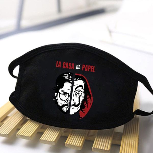 

la casa de papel horror print masks унисекс высокое качество мягкий полиэстер моющиеся многоразовые маски маска для лица черный рот муфель p