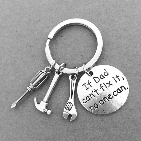 

1pc "if dad can't fix it no one can" hand tools keychain daddy key rings gift for dad fathers day, father key chain accessori, Silver