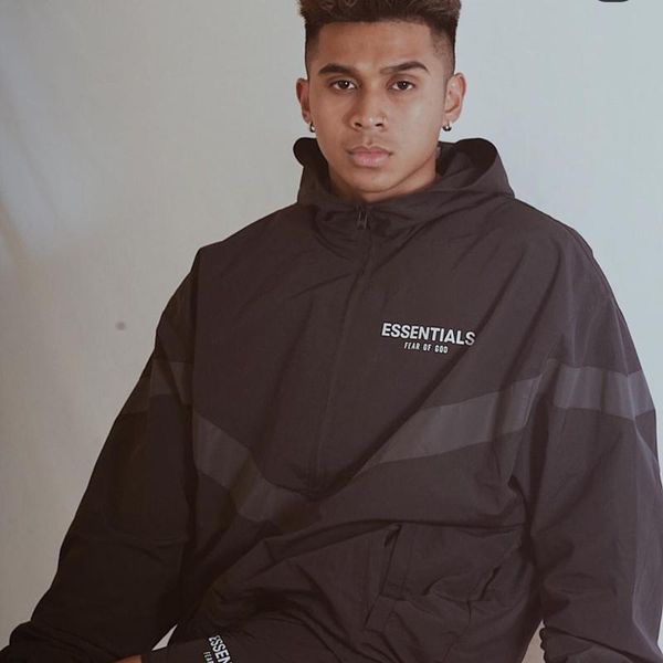 

19ss страх божий туман essentials 3m светоотражающая ветровка с капюшоном куртки мужчины женщины повседневная улица хип-хоп пальто мода верх, Black;brown