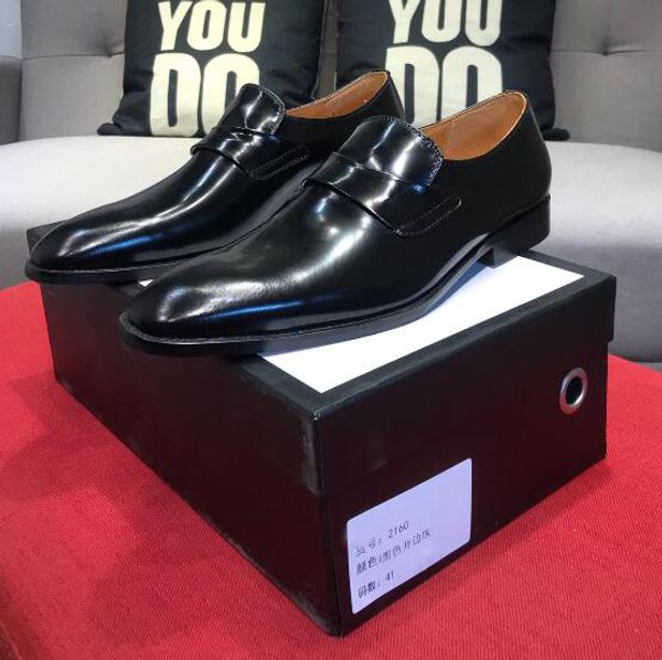 

luxury new mens sliver metal oxfords high-end real leather casual slip on italy dress shoes size 38-45, Black