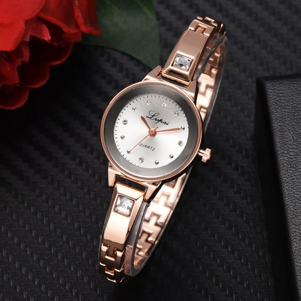 

women bracelet watch fashion quartz alloy strap crystal dress wristwatch clock woman small dial gold watch relogios feminino, Slivery;brown