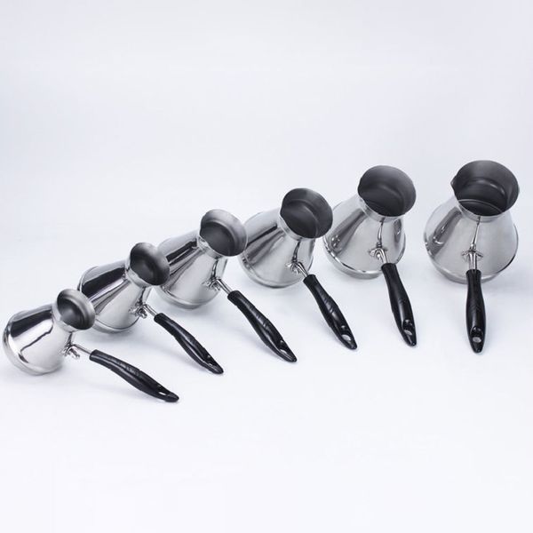 

european long handle moka pot portable turkish arabian stainless steel coffee pot butter melting pot coffee utensils