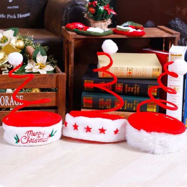 

christmas decoration children's christmas hat with five star lamp cap embroidered santa hat products