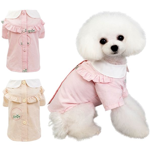 

summer dog clothes pet girl floral shirts for dogs cats vest fashion dog shirts costume with lotus leaf collar dog apparel