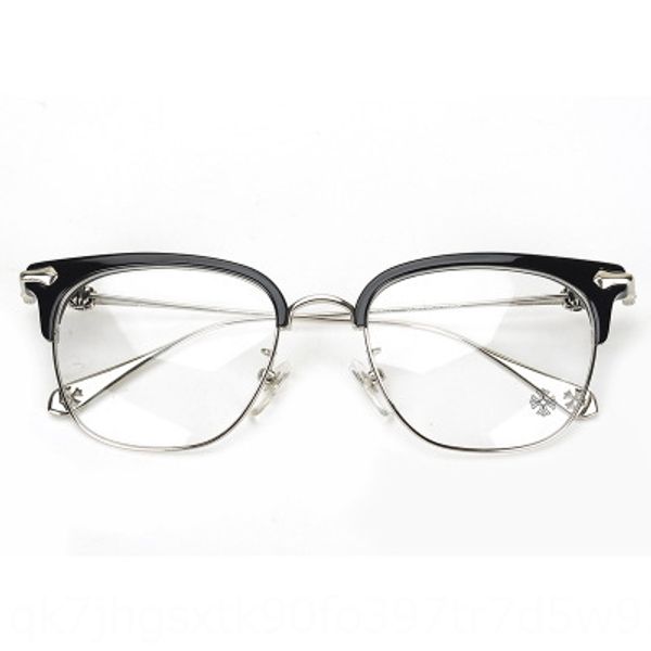 

xue zhiqian men's personalized myopia half-frame frame women's plain glasses myopia glasses pure titanium, Silver