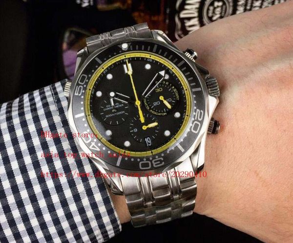 

2019 version 4 style ceramic bezel 40mm japanese multifunctional quartz movement 316 l steel chronograph mens watch, Slivery;brown