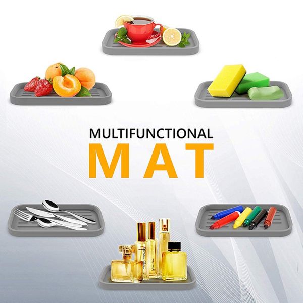 

silicone drain tray for tableware water cup fruit vegetable kitchen sink organizer storage tray sponge holder soap dispenser
