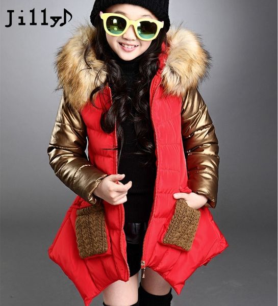 

2019 new thickness warmer down jacket for girl fashion kids winter jacket manteau fille hiver hooded girls winter coat jilly, Blue;gray