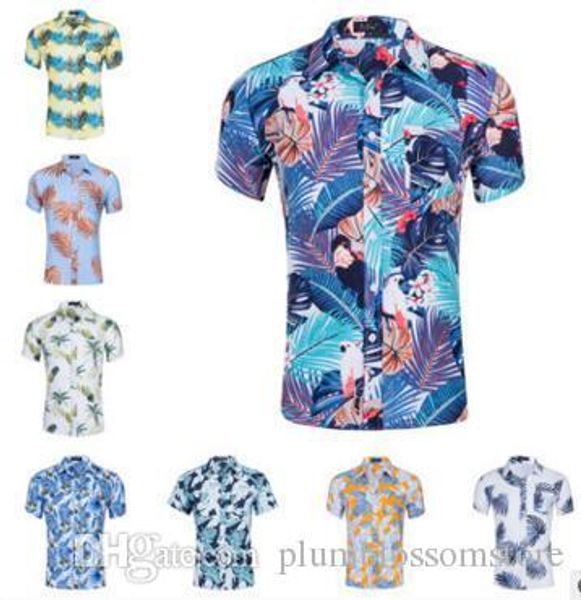 

27 designs t-shirt men summer beach short sleeve cotton tropical style holiday floral print tees polos shirts short-sleeved polos shirts, White;black