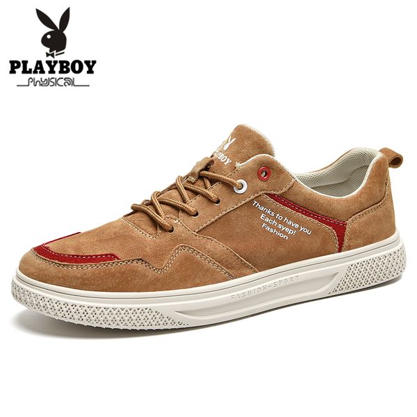 

playboy new footwear fashion men's casual shoes spring & autumn male shoes genuine leather men flats zapatillas pl615125, Black