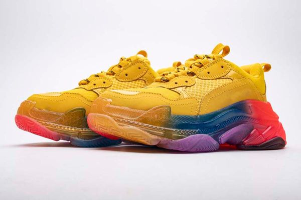 

2019 dad shoes paris 17fw triple-s sneakers men/women rainbow color/yellow running shoes cushion shoes szie 35-45