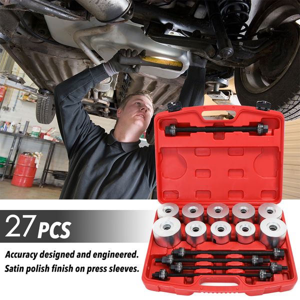 

27pcs set car bushings bearing disassembly car repair tools iron sets rubber sleeve extractor chassis press pull sleeve kit