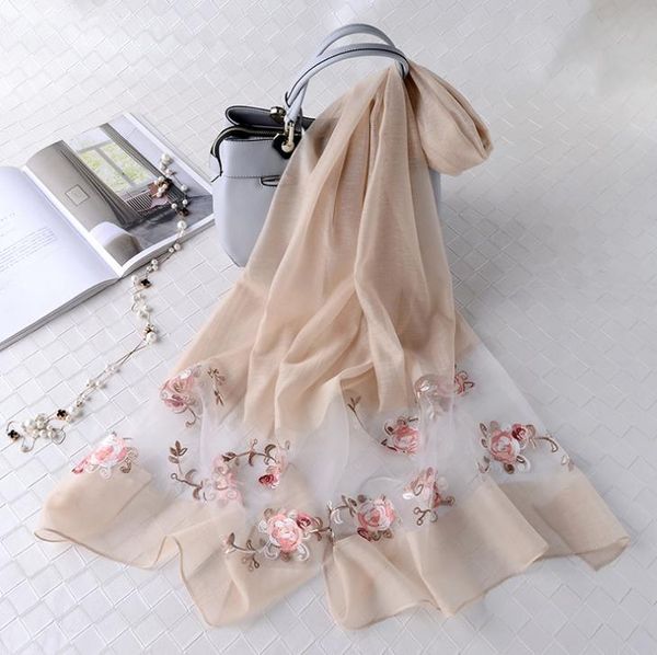 

european and american fashion eugene yarn silk embroidery sand scarf national style embroidery sunscreen shawl female fashion personality 10, Blue;gray