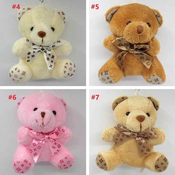 

10cm teddy bear with scarf plush dolls doll key ring baby gift girls toys wedding throwing and birthday party decoration 100pcs