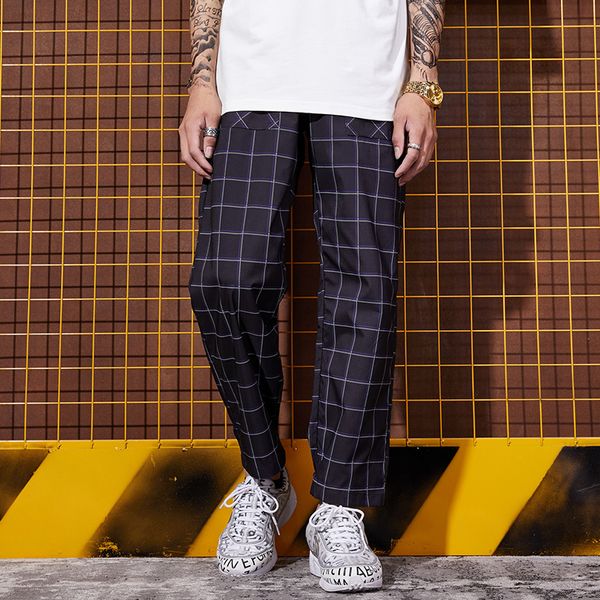 

hip hop, european and american trend lovers, men's and women's casual wear trousers, harajuku student's checked pants, Black