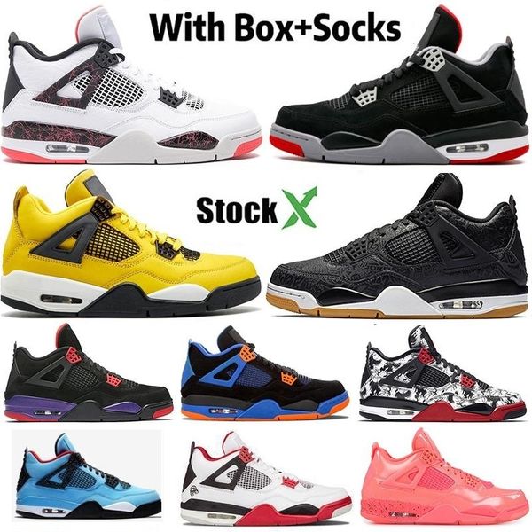 

with box stock x bred 4 4s iv the cactus jack laser wings men women basketball shoes eminem pale citron sports designer retro sneakers