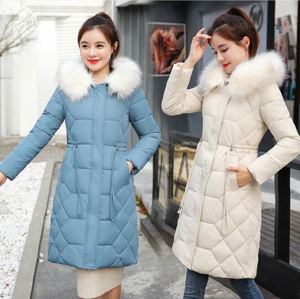 

new winter 2020 korean version wadded jackets lady's middle long cotton-padded clothes women's down cotton-padded coat thickened l, Black