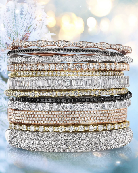 

17 styles bangle channel pave created moissanite engagement bracelets for women diamond 18k white gold wedding jewelry, Golden;silver