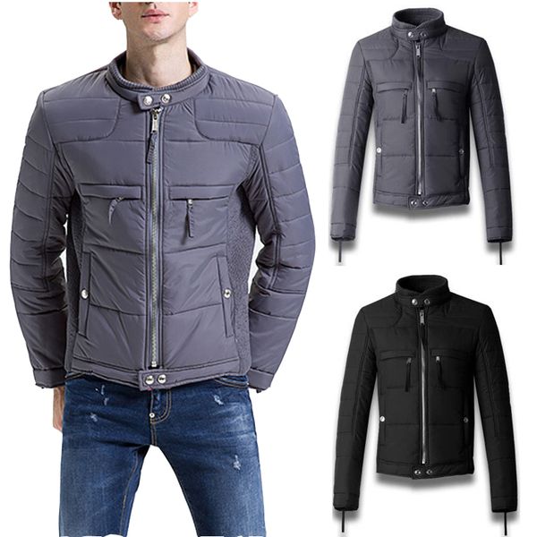 

мужская теплая куртка на подкладке motocycle slim fit горячая распродажа стеганые байкерские куртки полный zip grey / черный, Black;brown