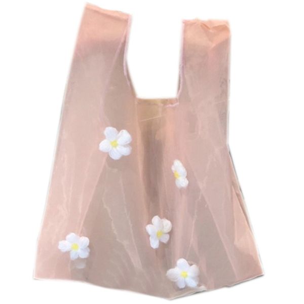 

summer beach bag transparent organza flower shoulder bag fashion shopping tote