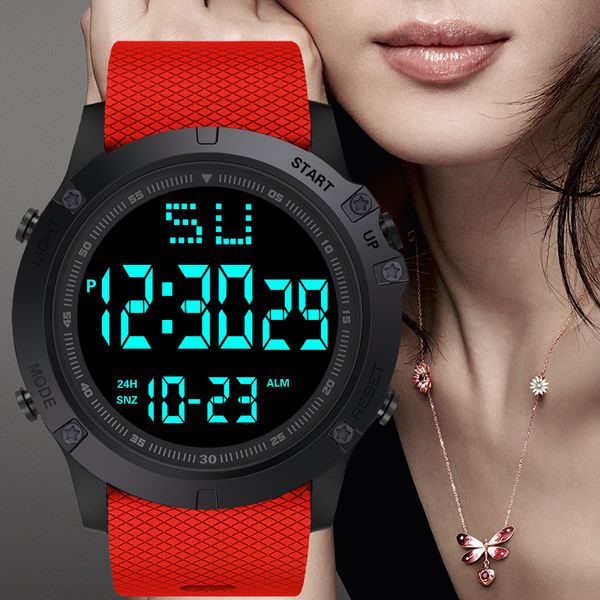 

fashion women's watch led digital date sport rubber quartz watch alarm waterproof ladies new bayan kol saati, Slivery;brown