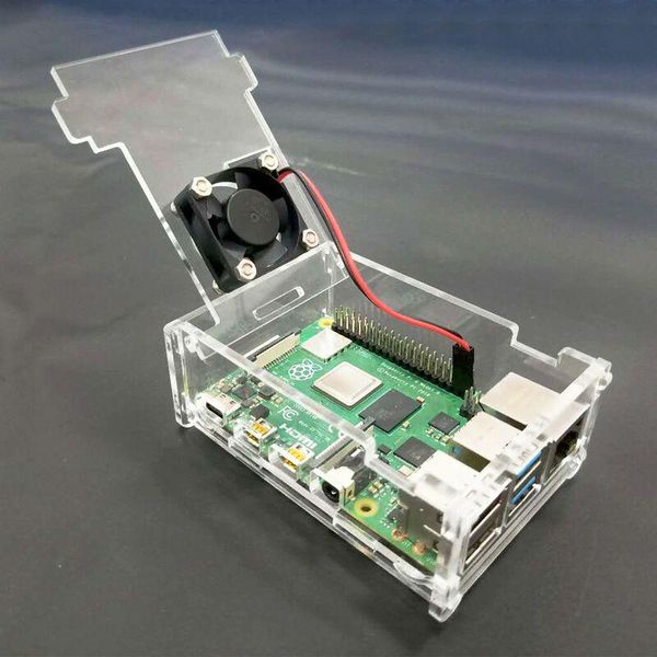 

litake acrylic case transparent box shell + cpu fan for raspberry pi 4 model b