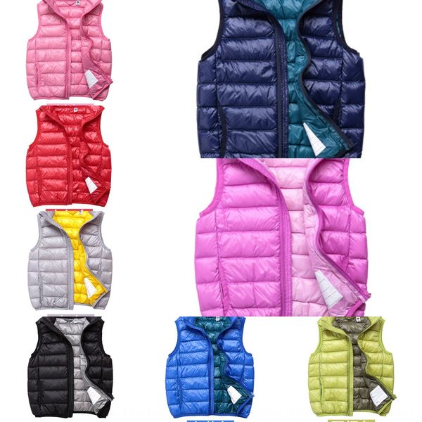 

ldts1 033 lightweight children's jacket jacketvest down jacket male and female children's short stand collar vest white duck down, Blue;gray