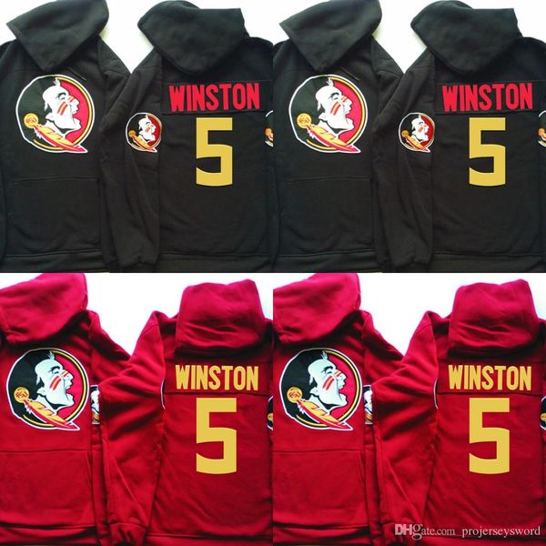 

NCAA Florida State Seminoles Hoodie Jersey Florida State Seminoles #5 Jameis Winston red black pullover Football Sweatershirt Jerseys
