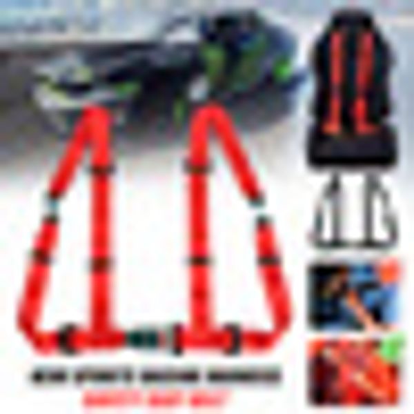

1x new sports racing harness seat belt 3 4 point fixing mounting quick release nylon car safety racing seat belt black red