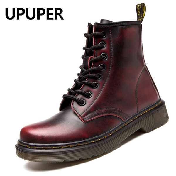 

upuper genuine leather boots women shoes for winter boots with fur casual shoes women ankle botas mujer plus size 35-43, Black