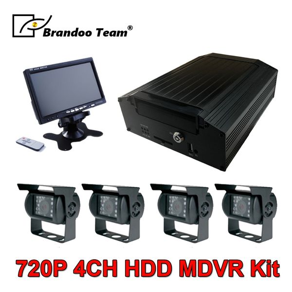 

4ch surveillance dvr truck security camera dvr system with 4pcs waterproof camera 720p mobile kit mdvr kit car