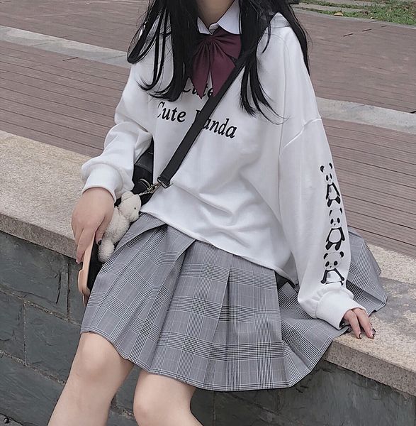 

panda sleeve cute women's autumn spring loose hoodies sweatshirt long sleeve sweet white black purple vintage style