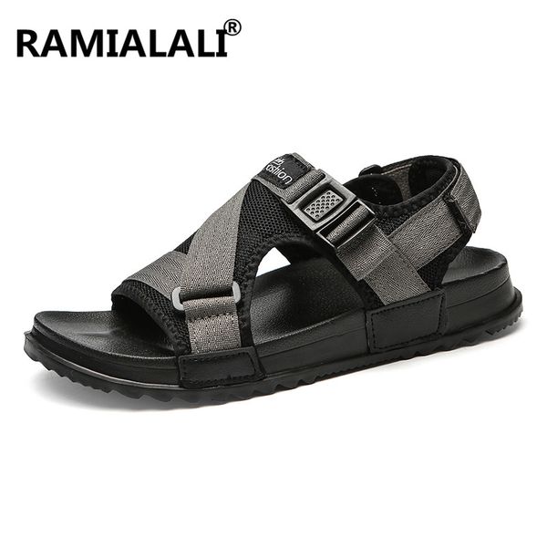 

ramialali summer gladiator men's beach sandals fashion comfortable men casual shoes outdoor walking men's slippers soft flats, Black
