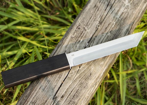 Верхнее качество Катана нож D2 Tanto точка сатин лезвия Ebony Ручка фиксированным лезвием Ножи с деревом Оболочка подарка ножа