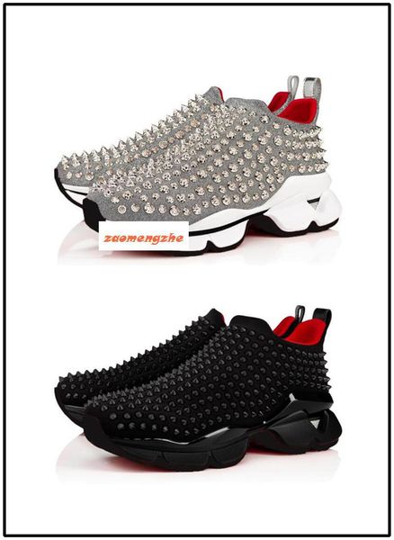 

designer shoes spike sock donna studded spikes sneakers red bottom mens womens spikes training shoes us 7, Black