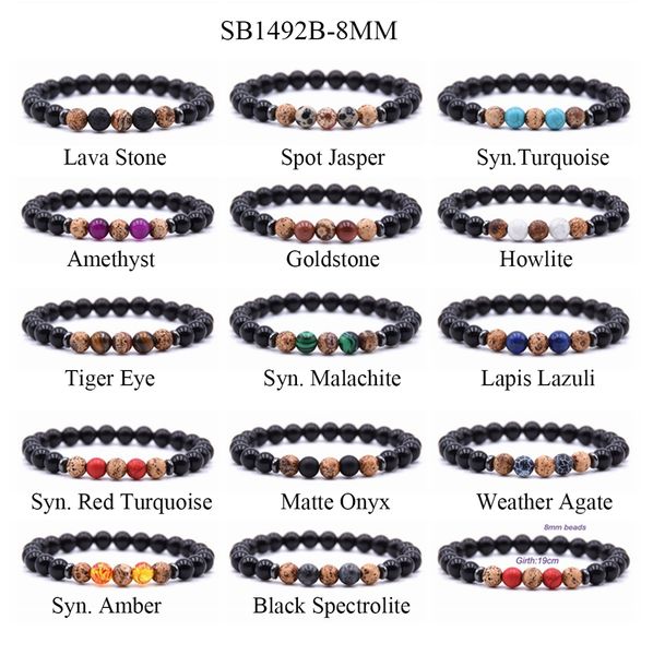 

ladies bracelet 8mm lava rock aromatherapy anxiety oil disperser wrist ornament braided rope natural stone yoga bead hand ornament, Black