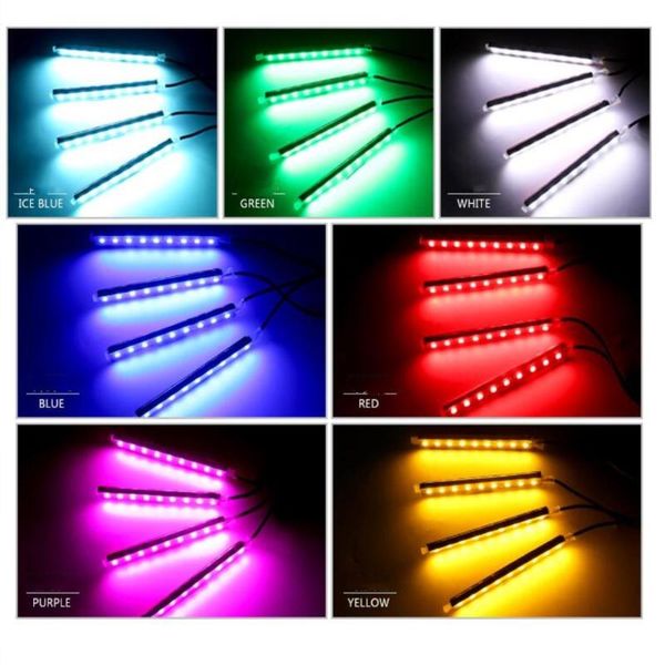 

4pcs car rgb led strip light led strip lights colors car styling decorative atmosphere lamps interior light with remote