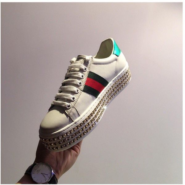 

new thick bottom wild low-lady style diamond casual shoes lace-up muffin shoesss embroidery little bee white shoes womenss shoes 212, Black